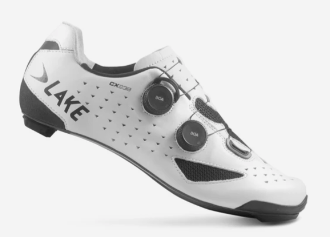 Lake CX238 Wide Cycling Shoes (White/White, Size 43.5)